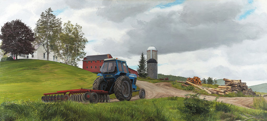 Altoon Sultan's painting, Tractor and Disc Harrow