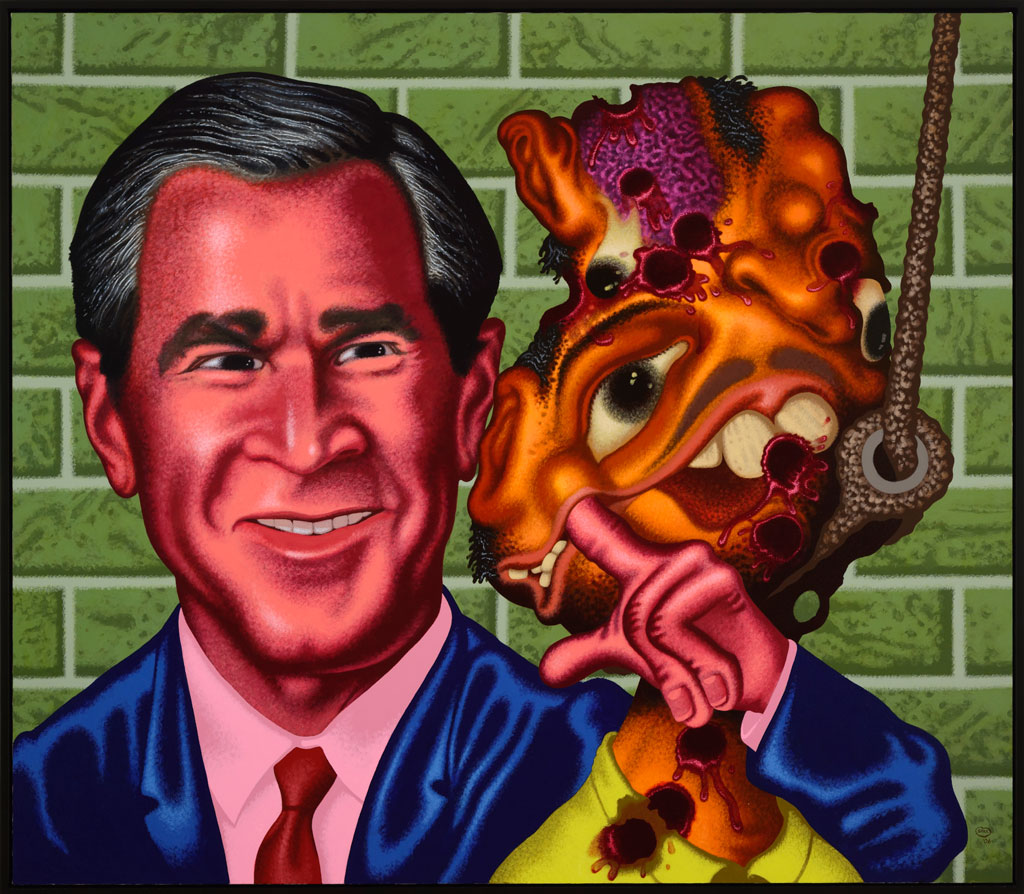 Peter Saul's painting Bush at Abu Ghraib